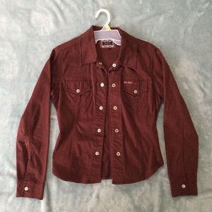 Guess Jeans thin jacket. Size M. Color is burgundy.